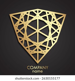 triângulo forma de diamante logotipo de ouro linear