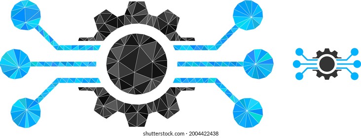 Triangle digital machine polygonal symbol illustration. Digital Machine lowpoly icon is filled with triangles. Flat filled abstract mesh symbol based on digital machine icon.