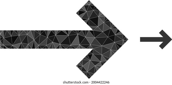 Dreiecksrichtung Pfeil polygonal Symbol Illustration. Richtung Pfeil Low-Poly-Symbol ist mit Dreiecken gefüllt. Flat gefülltes abstraktes Maschenbild basierend auf dem Richtungspfeilsymbol.