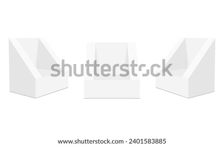 Triangle Display Boxes Mockups, Isolated On White Background, Front And Side View. Vector Illustration
