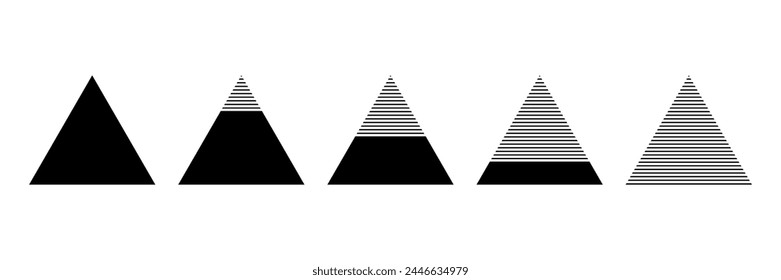 triangle divided into monochrome. Abstract geometric shapes vector logo