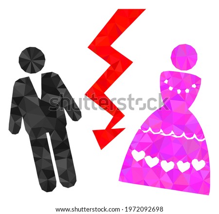 Triangle divorce persons polygonal icon illustration. Divorce Persons lowpoly icon is filled with triangles. Flat filled geometric mesh symbol based on divorce persons icon.