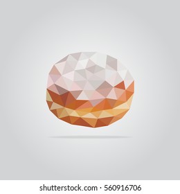 Triangle donut vector illustration. Polygon glazed doughnut icon.