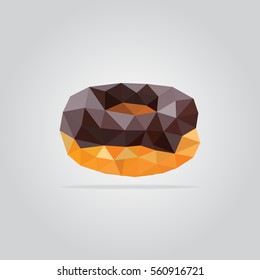 Triangle donut vector illustration. Polygon chocolate doughnut icon.