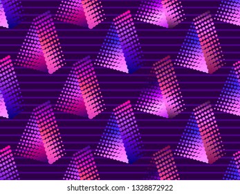 Triangle of dots with gradient. Pop art style, dotted. Vector illustration