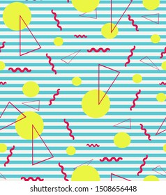 triangle and dots on a stripe in seamless pattern