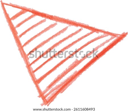 Triangle drawn with a thick red crayon outline on a white background. 