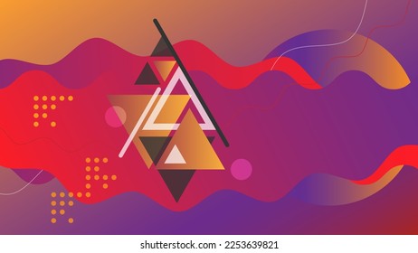 Triangle Dynamic Fluid Wave Abstract Background, Dynamic geometric shapes compositions, Flat and clean style, Applicable for any graphic works.