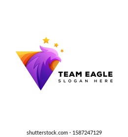 triangle eagle logo team vector template