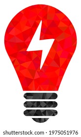 Triangle electric bulb polygonal icon illustration. Electric Bulb lowpoly icon is filled with triangles. Flat filled abstract mesh image based on electric bulb icon.