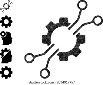 Triangle electronic mechanics polygonal symbol illustration, and similar icons. Electronic Mechanics is filled with triangles. Low-poly electronic mechanics constructed of scattered filled triangles.