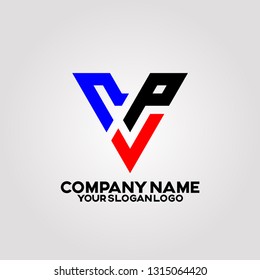 triangle with elegant and strong letters V and P