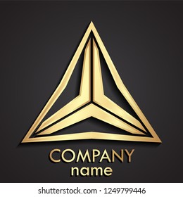 triangle elegent shape 3d golden symbol logo