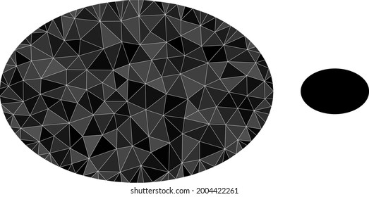 Triangle ellipse polygonal icon illustration. Ellipse lowpoly icon is filled with triangles. Flat filled abstract mesh image based on ellipse icon.