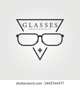 triangle emblem of glasses logo line art vector vintage illustration 