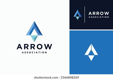 Triangle Embossed Letter A Arrow Arrowhead Pyramid polygon low poly modern logo design