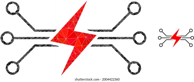 Triangle energy circuit polygonal icon illustration. Energy Circuit lowpoly icon is filled with triangles. Flat filled geometric mesh image based on energy circuit icon.