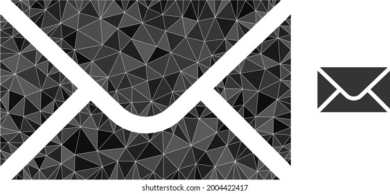Triangle envelope polygonal icon illustration. Envelope lowpoly icon is filled with triangles. Flat filled abstract mesh symbol based on envelope icon.