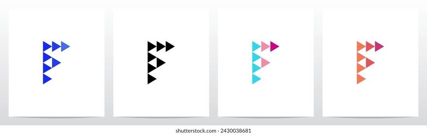 Triangle Equilateral Play Symbol Initial Letter Logo Design F