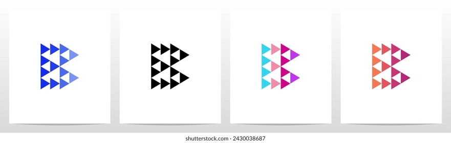 Triangle Equilateral Play Symbol Initial Letter Logo Design B
