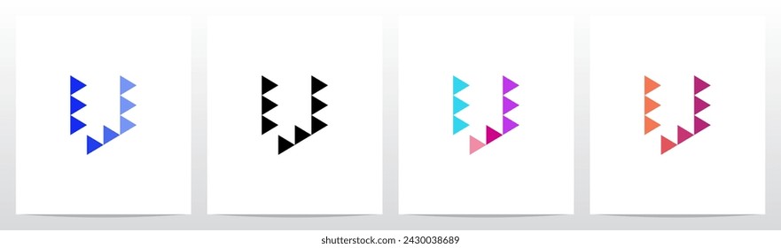 Triangle Equilateral Play Symbol Initial Letter Logo Design V