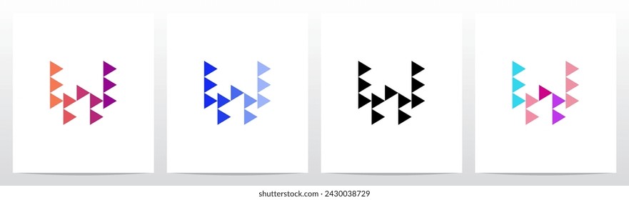 Triangle Equilateral Play Symbol Initial Letter Logo Design W