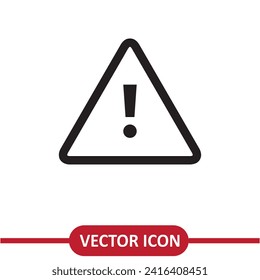 Triangle Exclamation Icon. risk sign flat illustration, Warning icon for Design, Websites, on white background..eps