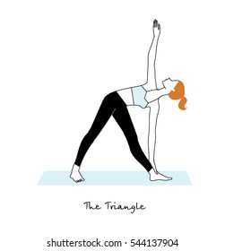 The triangle exercise. Girl doing yoga. vector illustration.