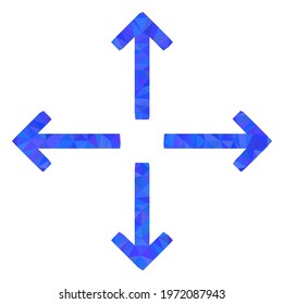 Triangle expand arrows polygonal icon illustration. Expand Arrows lowpoly icon is filled with triangles. Flat filled geometric mesh image based on expand arrows icon.