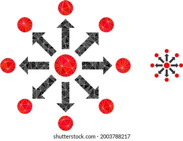 Triangle expansion polygonal icon illustration. Expansion lowpoly icon is filled with triangles. Flat filled geometric mesh image based on expansion icon.