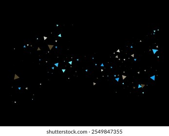 Confeti de la explosión del triángulo. Cayendo Elementos Destrozados. Los Triángulos Golpean Confeti En Movimiento. Las Partículas De Datos Texturizados Estallan. Marco de estrella explotado. Explosión de Star Sparkle. Efecto explosivo de vidrio roto.