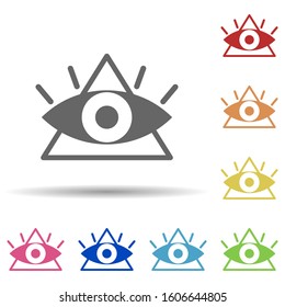 Triangle, eye, strategic service vision in multi color style icon. Simple glyph, flat vector of business icons for ui and ux, website or mobile application