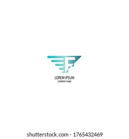 Triángulo F concepto de diseño de letra de logotipo en colores degradados
