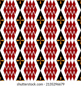 Triangle fabric pattern, red, black, no stitches