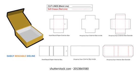 Triangle face luxury rigid box, Magnetic Rigid Boxes dieline template and 3D box