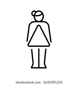 Triangle female body type black line icon for digital and print projects. Minimal clean icons for apps and websites. Modern simple icons for UI UX and branding