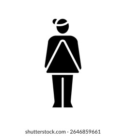 Triangle female body type black flat icon for digital and print projects. Minimal clean icons for apps and websites. Modern simple icons for UI UX and branding