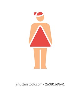 Triangle female body type color flat icon for digital and print projects. Minimal clean icons for apps and websites. Modern simple icons for UI UX and branding