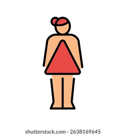 Triangle female body type color line icon for digital and print projects. Minimal clean icons for apps and websites. Modern simple icons for UI UX and branding