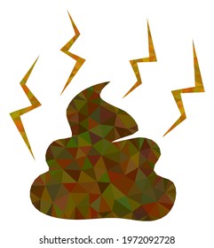 Triangle fetid shit polygonal symbol illustration. Fetid Shit lowpoly icon is filled with triangles. Flat filled geometric mesh symbol based on fetid shit icon.