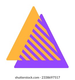 Triangle figures purple and orange brochure element design. Geometric parts. Vector illustration with empty copy space for text. Editable shapes for poster decoration. Creative and customizable frame