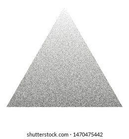 Triangle filled with very small dots, points. The effect of stippling to create textured backgrounds. Vector illustration