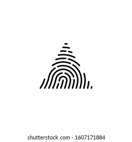 triangle finger print fingerprint lock secure security logo vector icon illustration