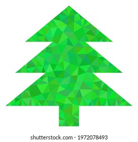 Triangle fir tree polygonal icon illustration. Fir Tree lowpoly icon is filled with triangles. Flat filled geometric mesh image based on fir tree icon.