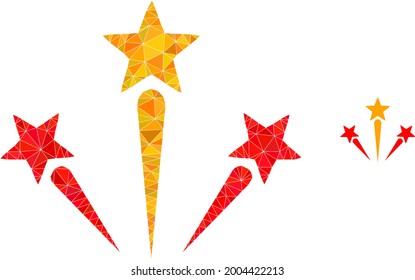 Triangle fireworks polygonal symbol illustration. Fireworks lowpoly icon is filled with triangles. Flat filled geometric mesh symbol based on fireworks icon.