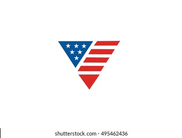 triangle flag american vector icon logo