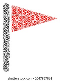Triangle Flag composition of dollar symbols. Vector dollar icons are grouped into triangle flag mosaic.