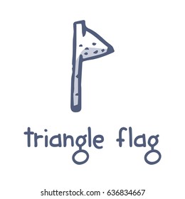 triangle flag doodle icon