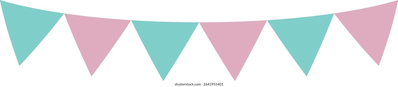 Triangle flag garland 2 colors - green-pink
