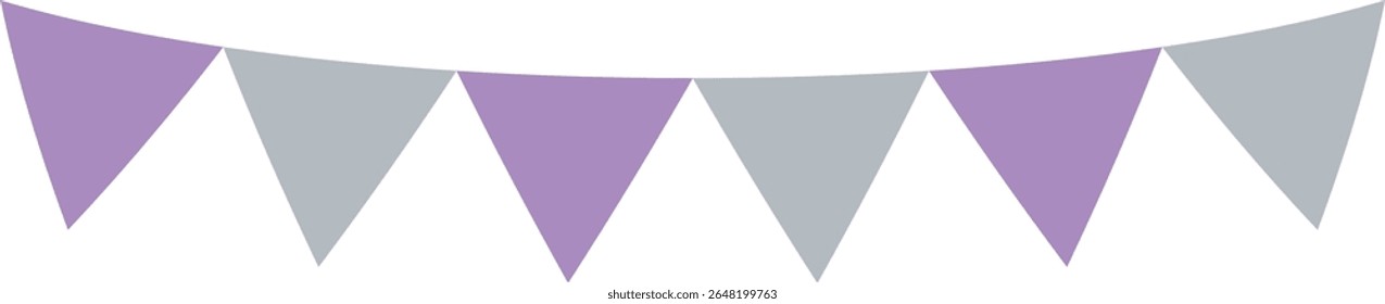 Triangle flag garland 2 colors - purple-gray